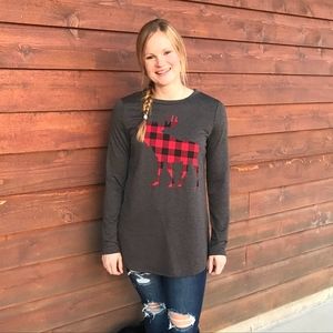 Plaid Moose Long Sleeve